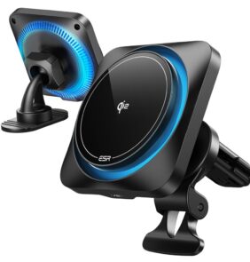 ESR HALOLOCK CRYOBOOST MAGNETIC MAGSAFE DASHBOARD & VENT CAR MOUNT WIRELESS CHARGER QI2 15W FROSTED ONYX