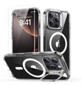 ESR CLASSIC HYBRID KICKSTAND HALOLOCK MAGSAFE & TEMPERED GLASS IPHONE 16 PRO CLEAR