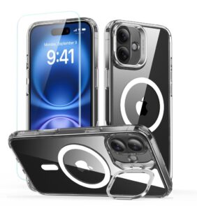 ESR CLASSIC HYBRID KICKSTAND HALOLOCK MAGSAFE & TEMPERED GLASS IPHONE 16 CLEAR
