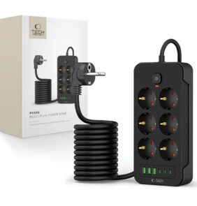 TECH-PROTECT PC6X6 POWER STRIP 3 USB & 3 TYPE-C & 6 SOCKET 200CM BLACK