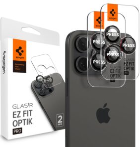 CAMERA COVER SPIGEN OPTIK PRO L-SERIES GLAS.TR ”EZ FIT” CAMERA PROTECTOR 2-PACK IPHONE 14 PRO / MAX / 15 PRO / MAX / 16 PRO / 16 MAX / 17 PRO / 17 MAX BLACK/RED