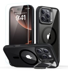 ESR CLASSIC HYBRID KICKSTAND HALOLOCK MAGSAFE & TEMPERED GLASS IPHONE 16 PRO CLEAR/BLACK