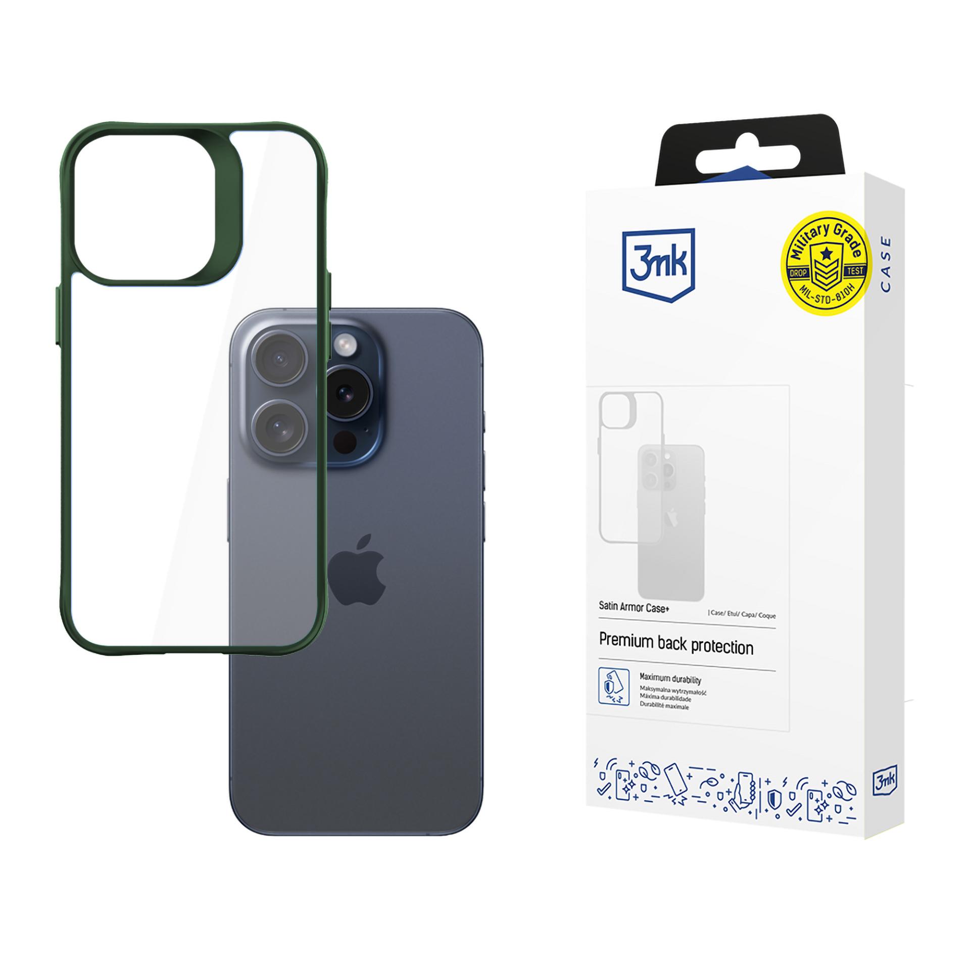 Apple iPhone 15 Pro Max - 3mk Satin Armor Case+ Green