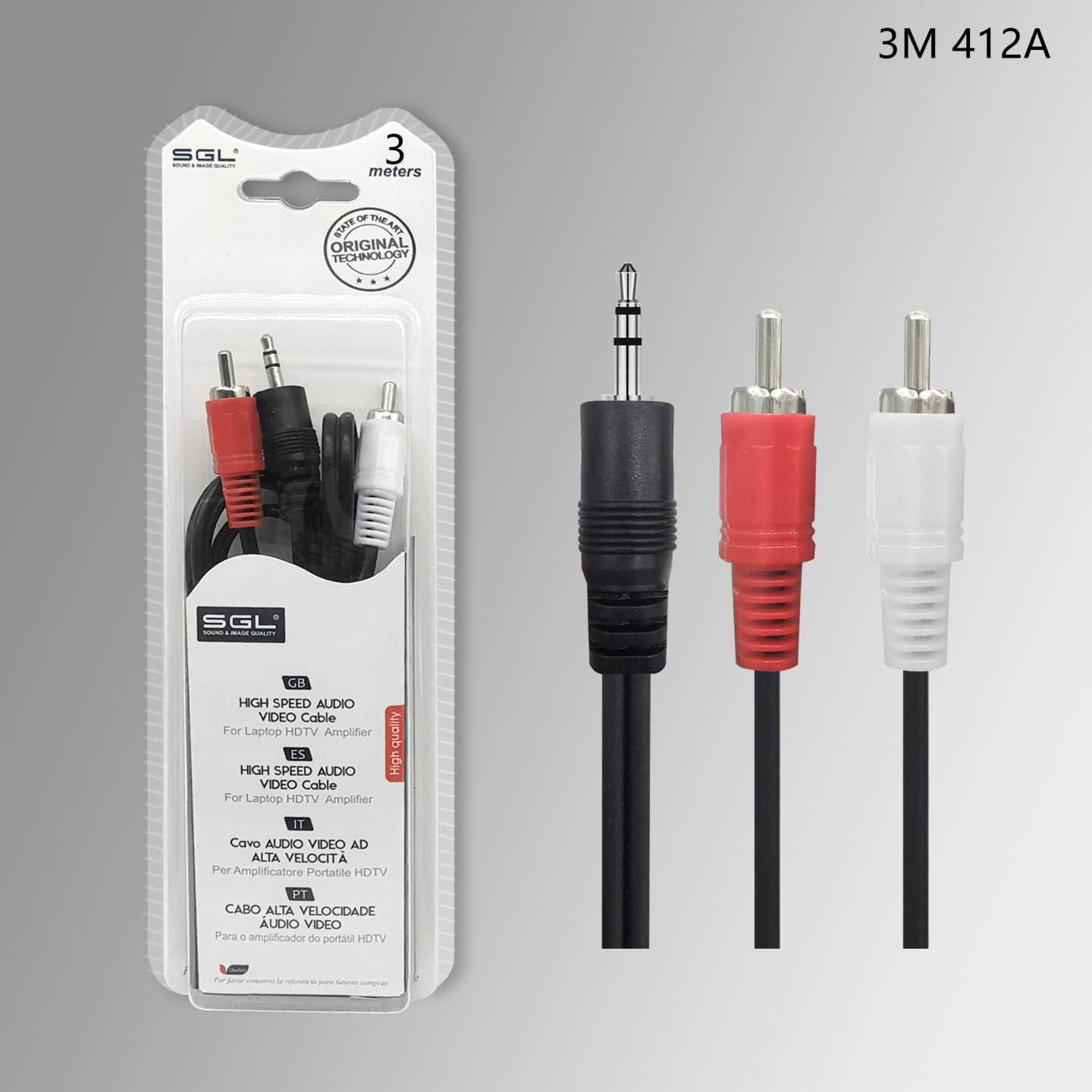 Καλώδιο ήχου - 412A - Jack 3.5mm male/2xRCA male - 3m - 096148 - Image 2