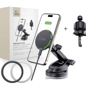 TECH-PROTECT MM15W-V7 QI2 MAGNETIC MAGSAFE DASHBOARD & VENT CAR MOUNT WIRELESS CHARGER 15W BLACK