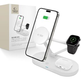 TECH-PROTECT QI15W-A41 3IN1 MAGNETIC MAGSAFE WIRELESS CHARGER WHITE