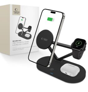TECH-PROTECT QI15W-A41 3IN1 MAGNETIC MAGSAFE WIRELESS CHARGER BLACK