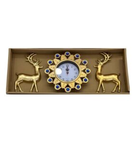 Ρολόι τοίχου με διακοσμητικά ελάφια - 3pcs - 917-5 - 391759 - Gold