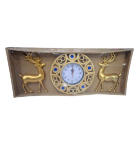 Ρολόι τοίχου με διακοσμητικά ελάφια - 3pcs - 918-5 - 391858 - Gold