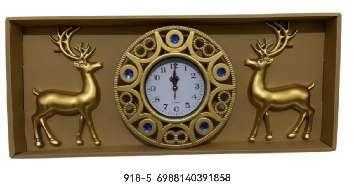 Ρολόι τοίχου με διακοσμητικά ελάφια - 3pcs - 918-5 - 391858 - Gold - Image 2