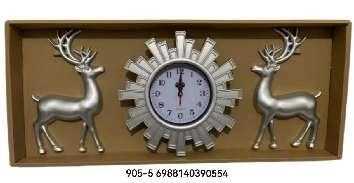 Ρολόι τοίχου με διακοσμητικά ελάφια - 3pcs - 905-5 - 390554 - Silver - Image 2