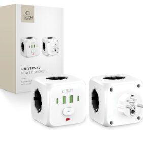 TECH-PROTECT PCL3X4 POWER SOCKET 2 USB & 2 TYPE-C & 3 SOCKET WHITE