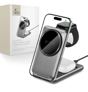 TECH-PROTECT QI15W-A42 3IN1 MAGNETIC MAGSAFE WIRELESS CHARGER SPACE GREY
