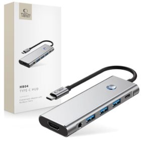 TECH-PROTECT HB04 HUB ADAPTER 9IN1 TYPE-C + USB2.0 + USB3.0 + HDMI 4K 60HZ + SD/TF + PD100W + AV3.5 SPACE GREY