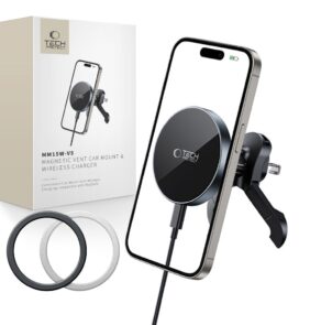 TECH-PROTECT MM15W-V5 MAGNETIC MAGSAFE STABLE VENT CAR MOUNT WIRELESS CHARGER 15W BLACK/BLACK