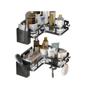 Σετ επιτοίχια γωνιακά ράφια μπάνιου - 5pcs - 2152-1 - 170134 - Black