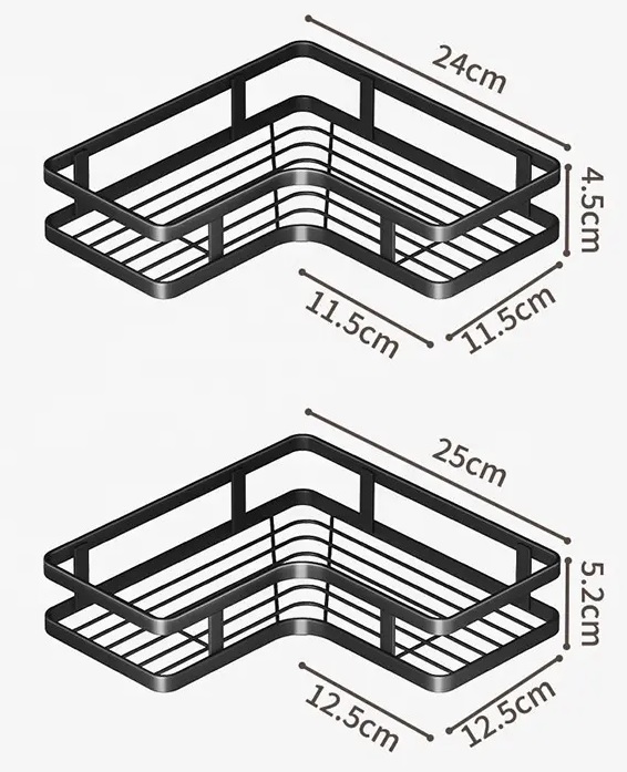 Σετ επιτοίχια γωνιακά ράφια μπάνιου - 5pcs - 2152-1 - 170134 - White - Image 2