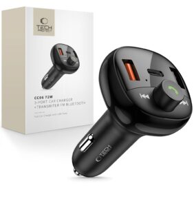TECH-PROTECT CC06 3-PORT CAR CHARGER PD 72W + TRANSMITER FM BLUETOOTH BLACK