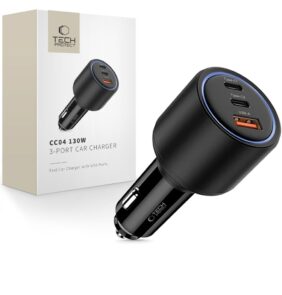 TECH-PROTECT CC04 3-PORT CAR CHARGER PD 130W BLACK