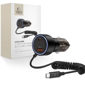 TECH-PROTECT CC05 2-PORT CAR CHARGER PD 60W + CABLE BLACK