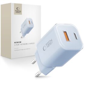 TECH-PROTECT NCM33 2-PORT NETWORK CHARGER PD 33W / QC3.0 BABY BLUE
