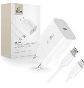 TECH-PROTECT NC20W 1-PORT NETWORK CHARGER PD 20W + LIGHTNING CABLE WHITE