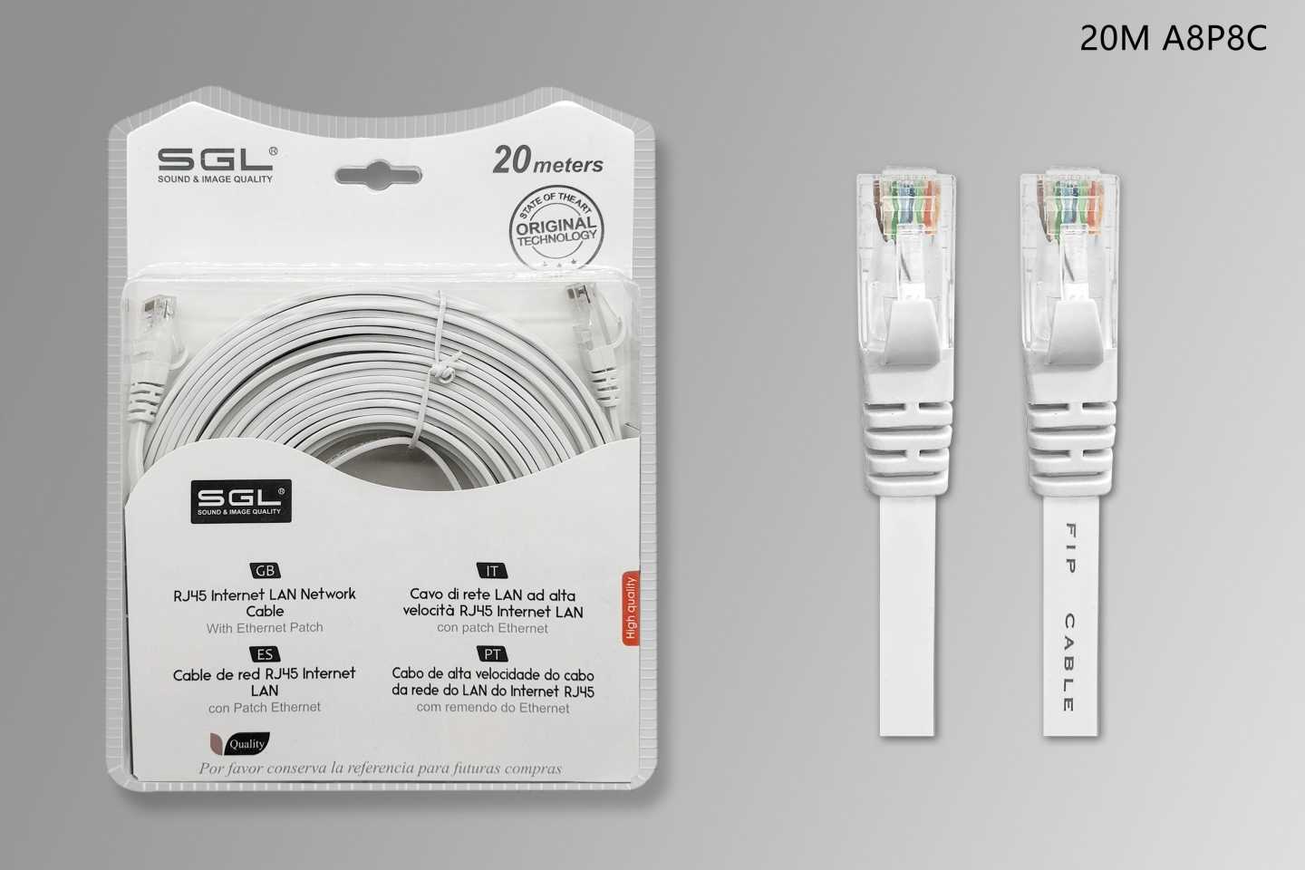 Καλώδιο δικτύου Ethernet - Πλακέ - A8P8C - 20m - 096452 - Image 2