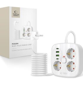 TECH-PROTECT PCS3X4 POWER STRIP 2 USB & 2 TYPE-C & 3 SOCKET 200CM WHITE