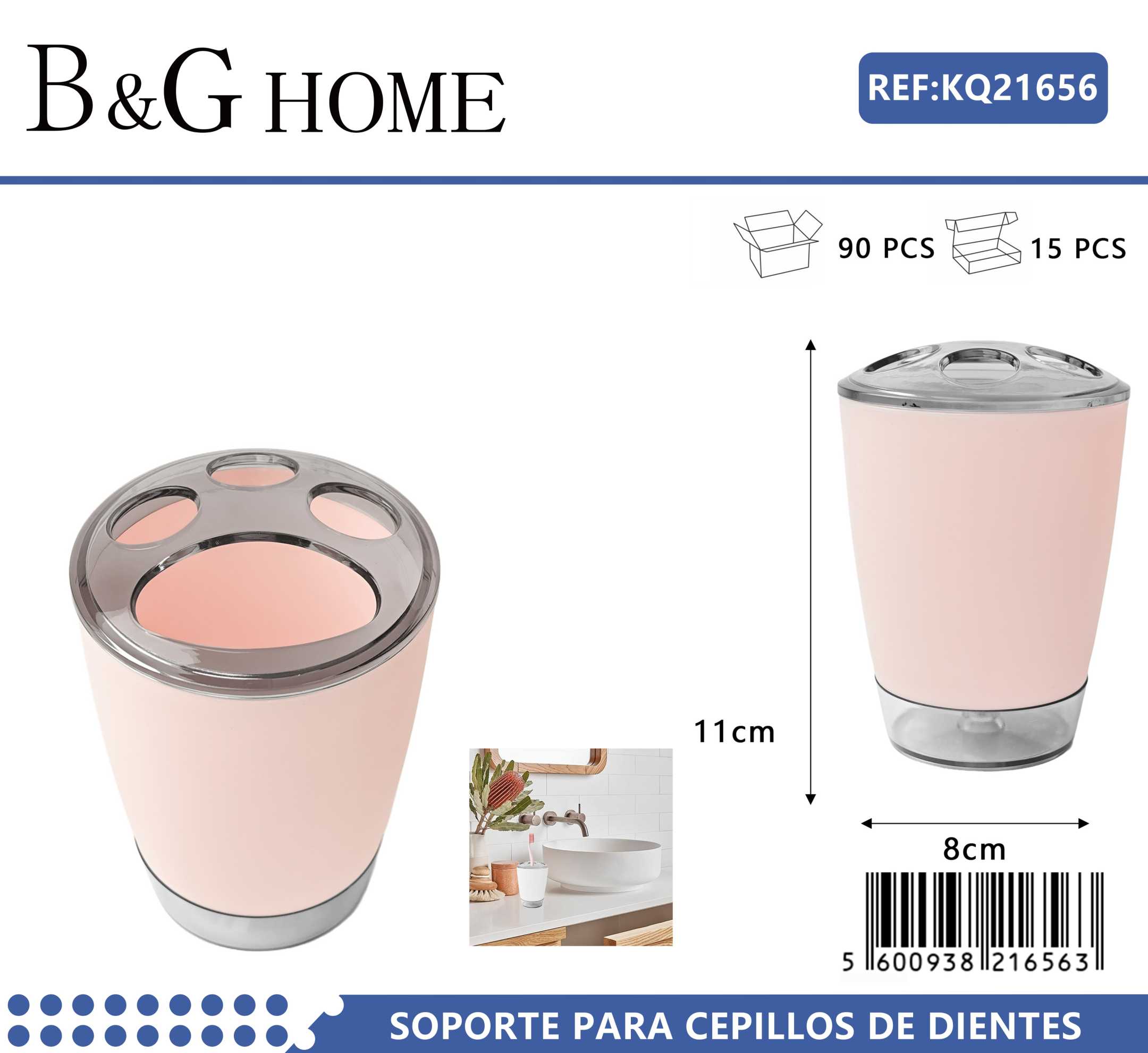 Θήκες οδοντόβουρτσας πλαστικές σε σετ 5Χ - Light Pink - 21656 - Image 2