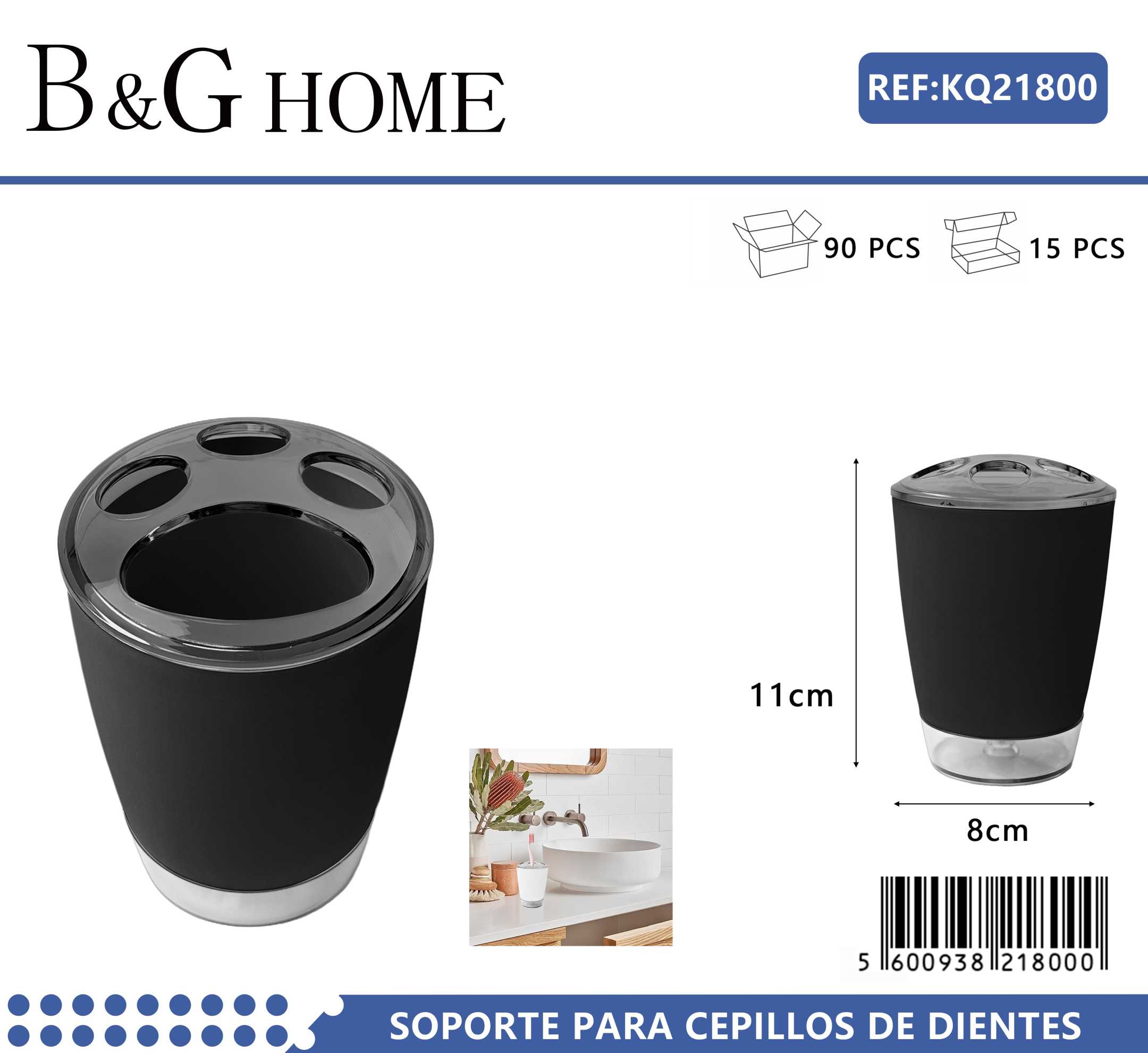 Θήκες οδοντόβουρτσας πλαστικές σε σετ 5Χ - Black - 21800 - Image 2