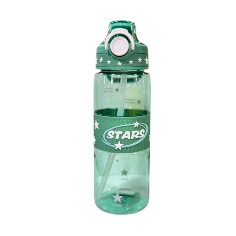Φορητό παγούρι πλαστικό με καλαμάκι - 600ml - 722443 - Green