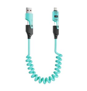 Καλώδιο φόρτισης & data σπιράλ - 4in1 - Fast Charge - X204 - 27-65W - 102048 - Blue