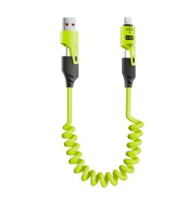 Καλώδιο φόρτισης & data σπιράλ - 4in1 - Fast Charge - X204 - 27-65W - 102048 - Green