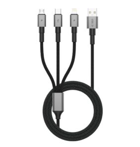 TECH-PROTECT ULTRABOOST DNA 3IN1 LIGHTNING & TYPE-C & MICRO-USB CABLE 3A 120CM IRON GREY