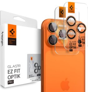 CAMERA COVER SPIGEN OPTIK PRO GLAS.TR ”EZ FIT” CAMERA PROTECTOR 2-PACK IPHONE 14 PRO / MAX / 15 PRO / MAX / 16 PRO / MAX / 17 PRO / MAX ORANGE