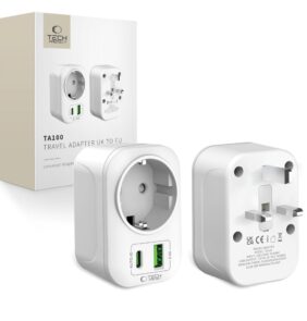 TECH-PROTECT TA100 TRAVEL ADAPTER UK TO EU WHITE