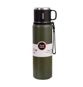 Φορητό παγούρι-θερμός με κούπα - 600ml - 312598 - Green