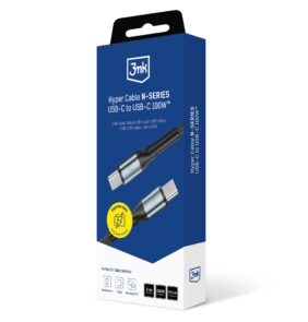 Accessories - 3mk Hyper Cable N-SERIES C to C 2m PD 3.0 QC 3.0 20V/5A 100W Black