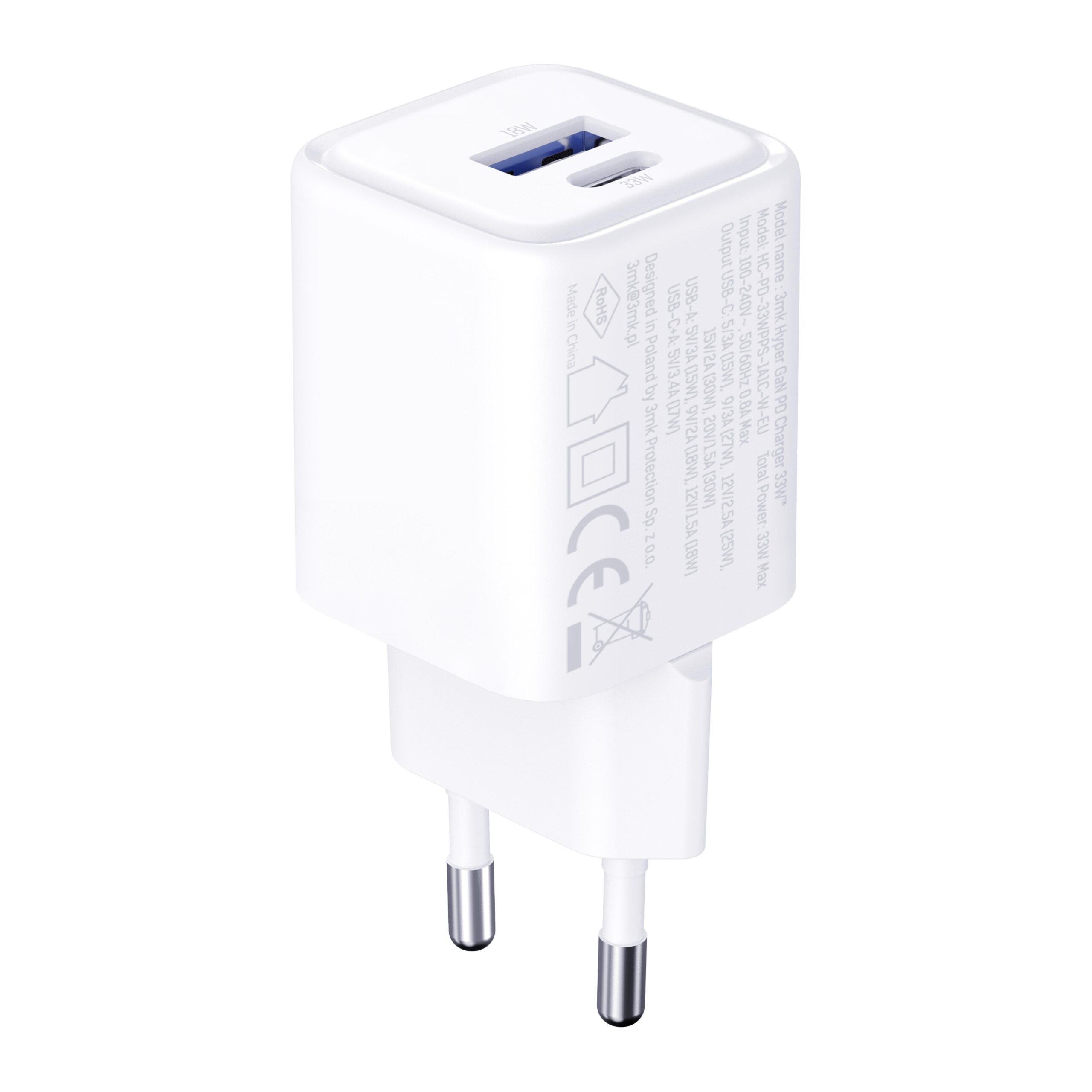 Accessories - 3mk Hyper Charger PD 33W GaN QC4+ PPS AFC FCP SCP 1A1C White