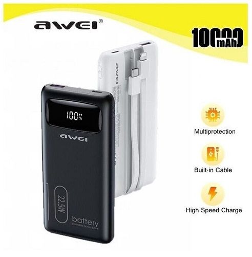 Powerbank - 10.000mah - P168K - 22.5W - AWEI - 002448 - Black - Image 2