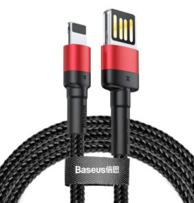Baseus Καλώδιο USB σε Lightning Cafule Διπλής Όψης 2.4A 1m (Μαύρο/Κόκκινο)
