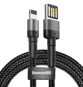 Baseus Καλώδιο USB σε Lightning Cafule Διπλής Όψης 1.5A 2m (Γκρι/Μαύρο)