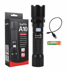 Φακός Superfire A10 – 550 lm, USB, 100–200 μ., 5 λειτουργίες