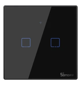 Sonoff Έξυπνος Διακόπτης Χωνευτός WiFi + RF 433 T2 EU TX (2 καναλιών) (Μαύρο)