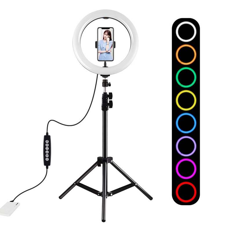 Tripod Mount Puluz 1,1m + 26cm RGBW LED Ring Vlogging PKT3044