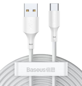 Baseus Καλώδιο USB σε USB-C Simple Wisdom Data Cable Kit 5A, 1.5m White(Σετ 2τμχ) (Λευκό)