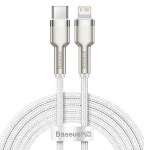 Baseus Καλώδιο USB-C σε Lightning Cafule Metal Braided, PD, 20W, 2m (Λευκό)