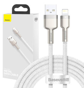 Baseus Καλώδιο USB σε Lightning Cafule Metal Braided, 2.4A, 2m (Λευκό)