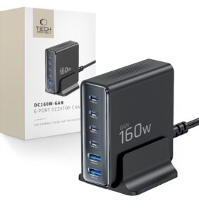 TECH-PROTECT DC160W-GAN 6-PORT DESKTOP CHARGER PD 160W / QC3.0 BLACK