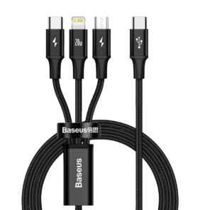 Baseus Καλώδιο 3 σε 1 USB-C για M+L+T Rapid Series, 20W, 1.5m (Μαύρο)